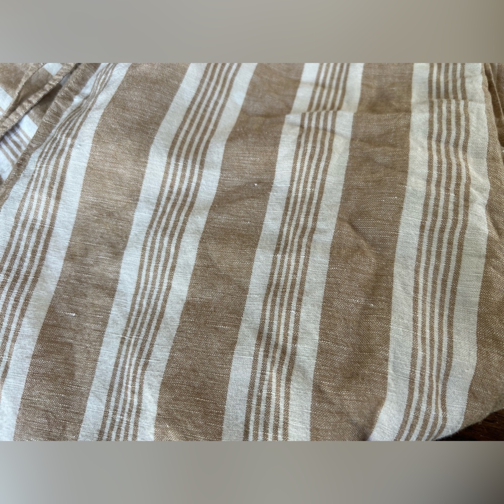 Madewell Smocked Huston Pull-On Crop Pants in Stripe Size M Linen Blend Coastal - Picture 14 of 14